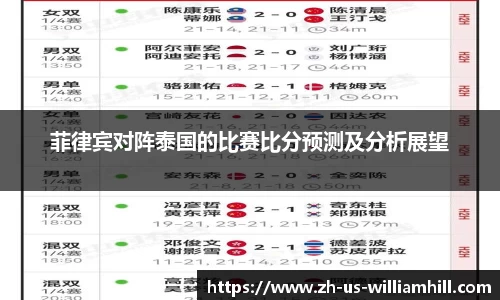 菲律宾对阵泰国的比赛比分预测及分析展望